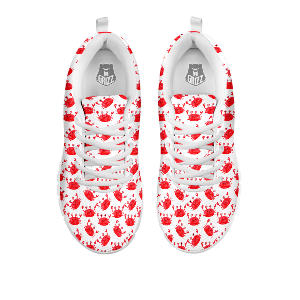 Crab Cute Print Pattern White Sneaker-grizzshop