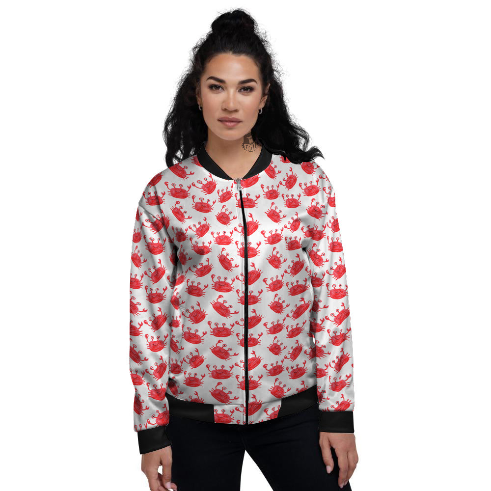 Crab Cute Print Pattern Women's Bomber Jacket-grizzshop