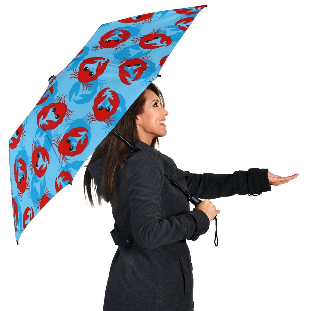 Crab Pattern Print Automatic Foldable Umbrella-grizzshop