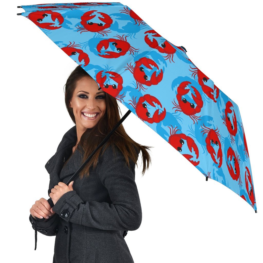 Crab Pattern Print Automatic Foldable Umbrella-grizzshop