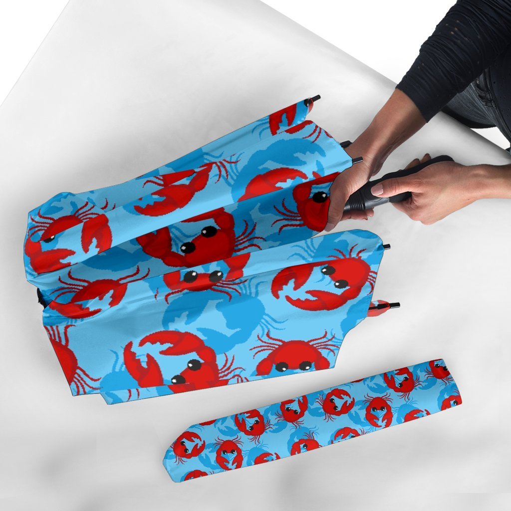 Crab Pattern Print Automatic Foldable Umbrella-grizzshop