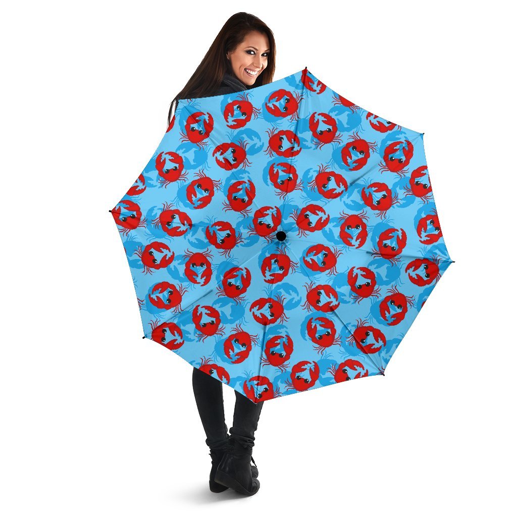 Crab Pattern Print Automatic Foldable Umbrella-grizzshop