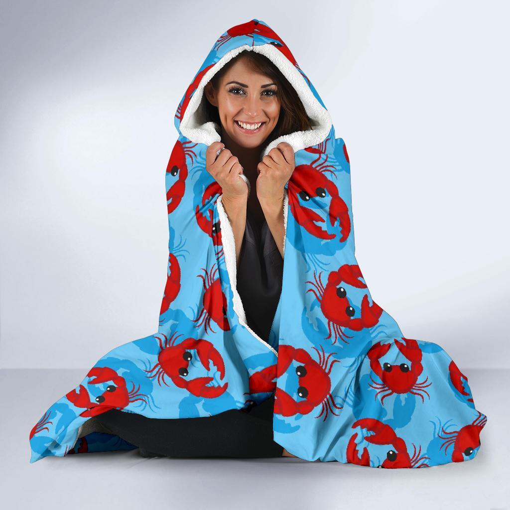Crab Pattern Print Hooded Blanket-grizzshop