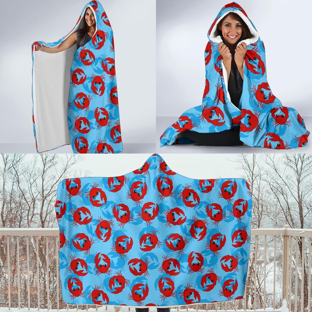 Crab Pattern Print Hooded Blanket-grizzshop