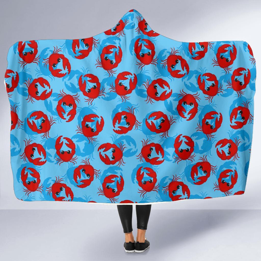 Crab Pattern Print Hooded Blanket-grizzshop
