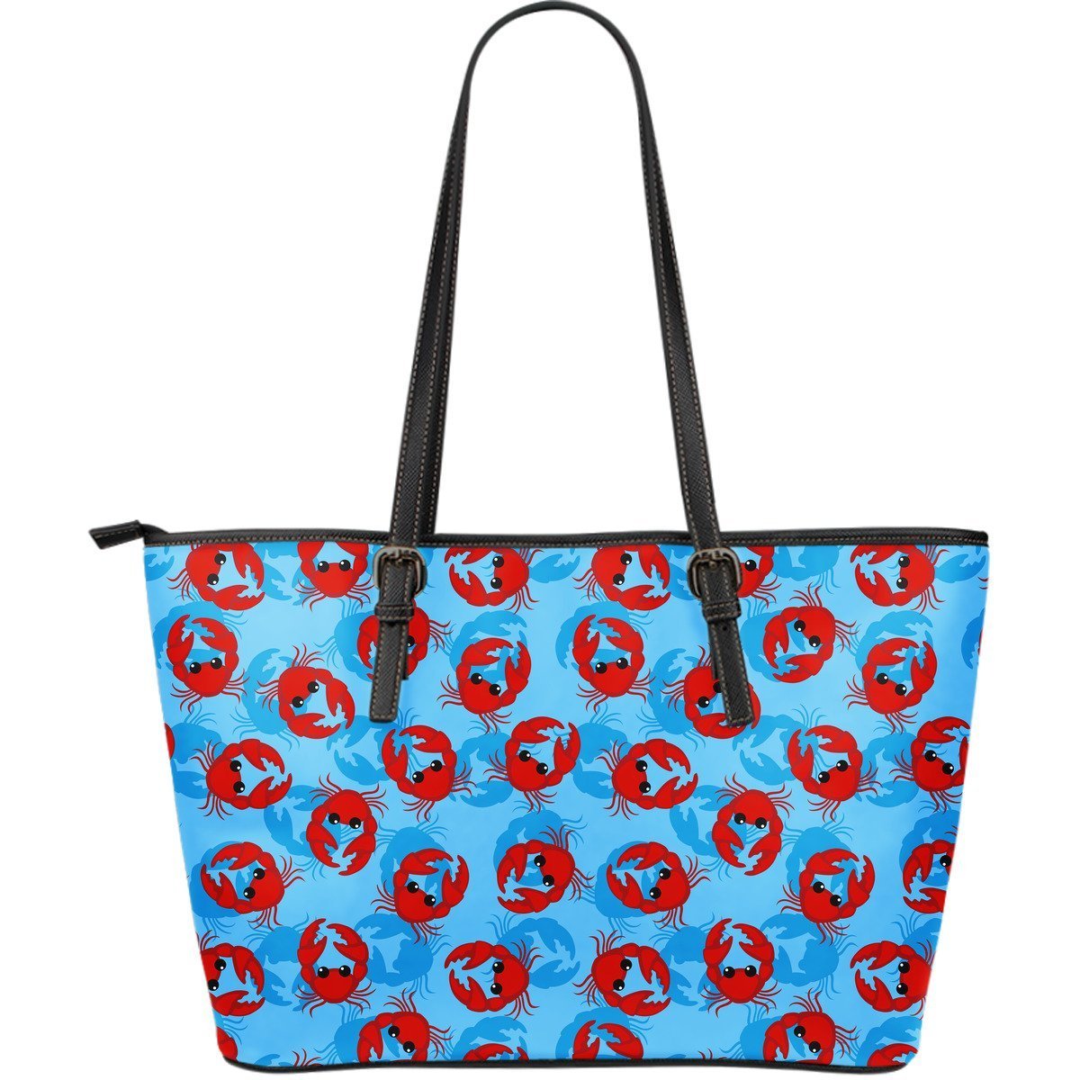 Crab Pattern Print Leather Tote Bag-grizzshop