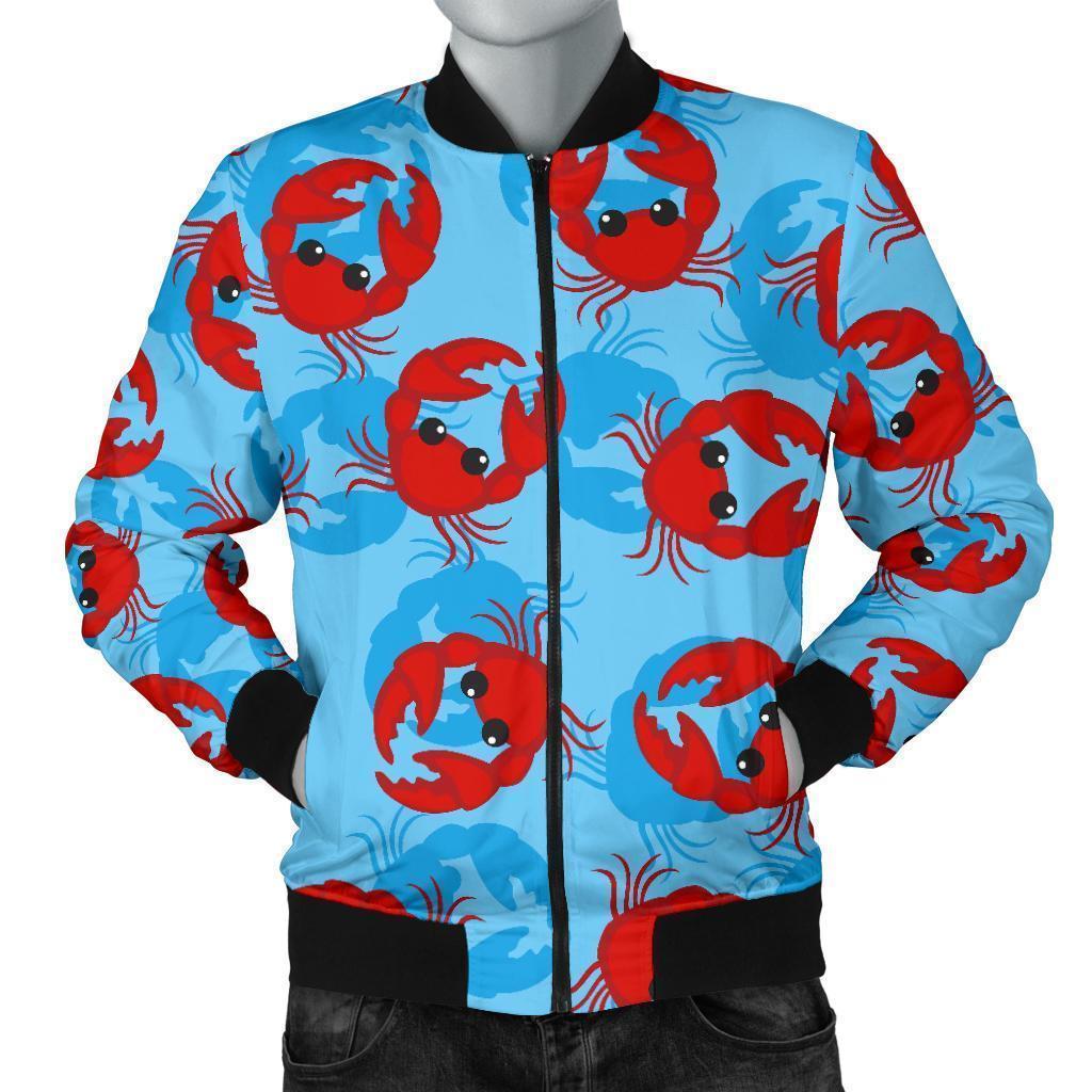 Crab Pattern Print Men's Bomber Jacket-grizzshop