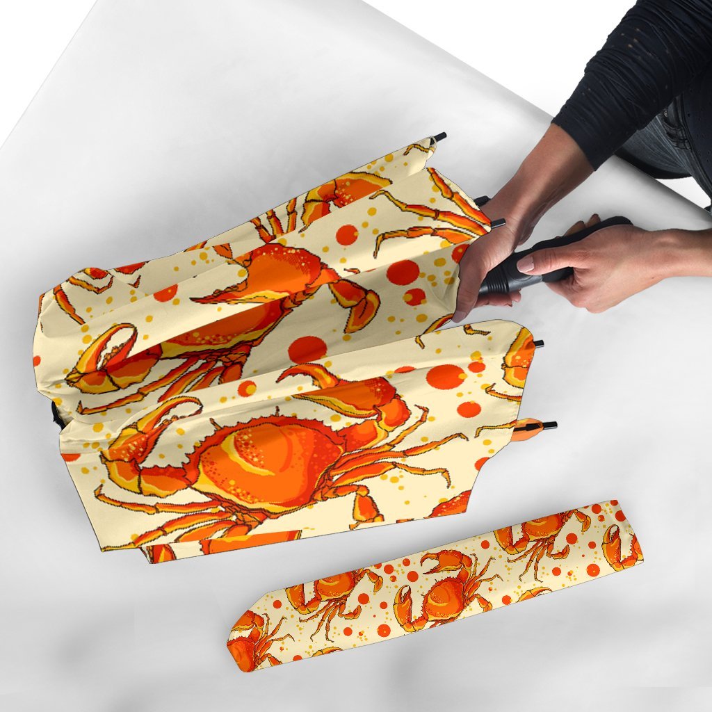 Crab Print Pattern Automatic Foldable Umbrella-grizzshop