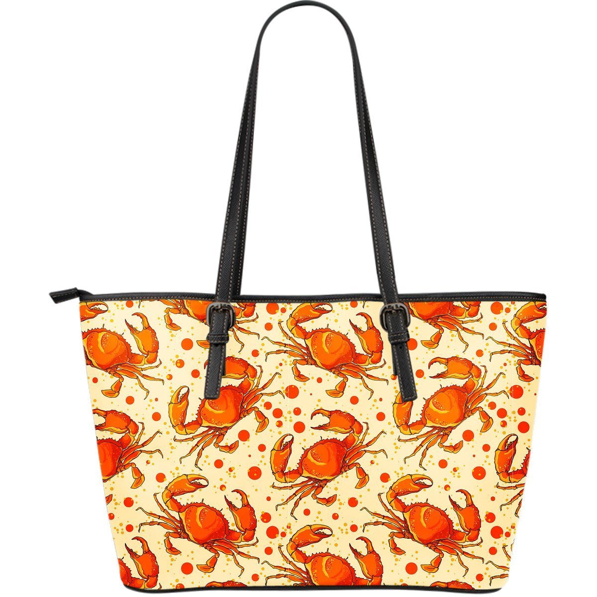 Crab Print Pattern Leather Tote Bag-grizzshop
