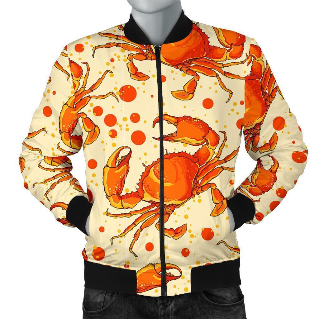 Crab Print Pattern Men's Bomber Jacket-grizzshop