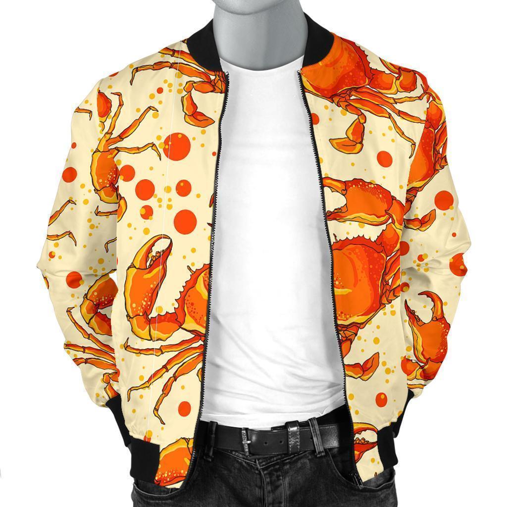 Crab Print Pattern Men's Bomber Jacket-grizzshop