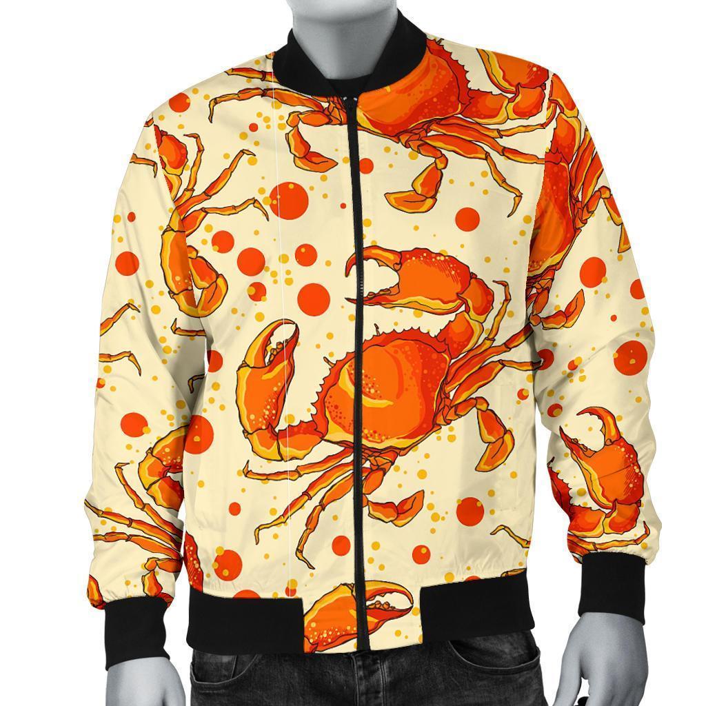 Crab Print Pattern Men's Bomber Jacket-grizzshop