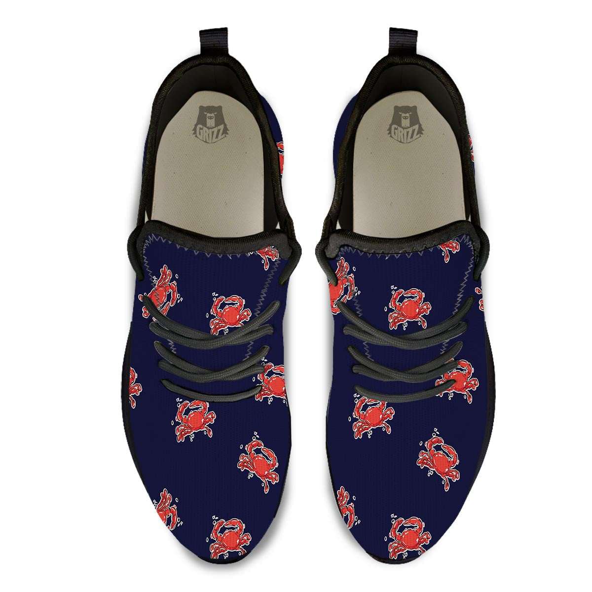 Crab Red Print Pattern Black Athletic Shoes-grizzshop