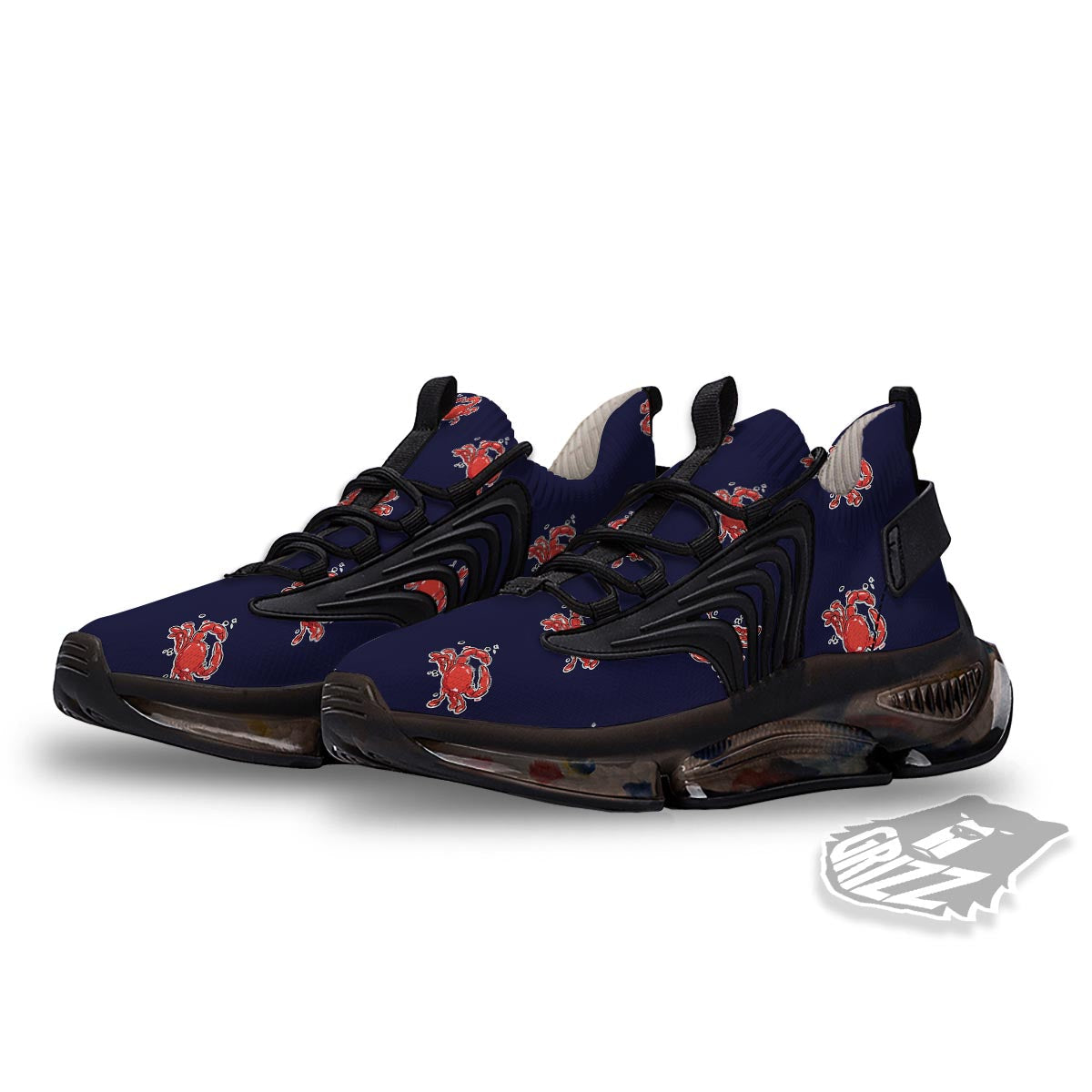 Crab Red Print Pattern Black Gym Shoes-grizzshop