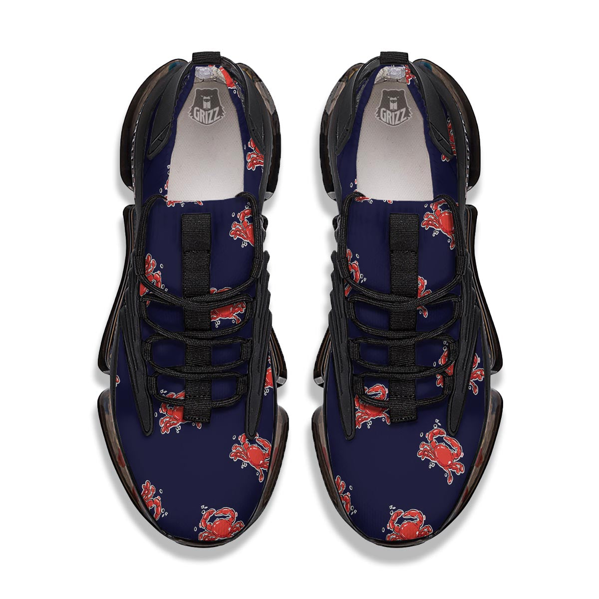 Crab Red Print Pattern Black Gym Shoes-grizzshop