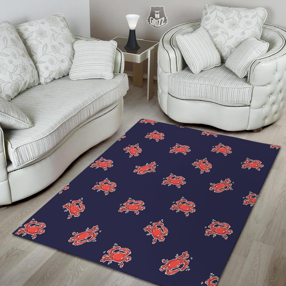 Crab Red Print Pattern Floor Mat-grizzshop