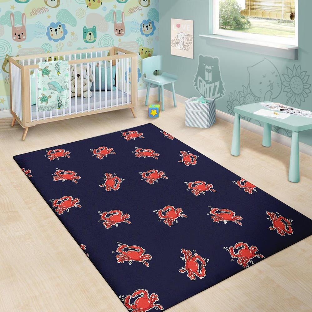 Crab Red Print Pattern Floor Mat-grizzshop