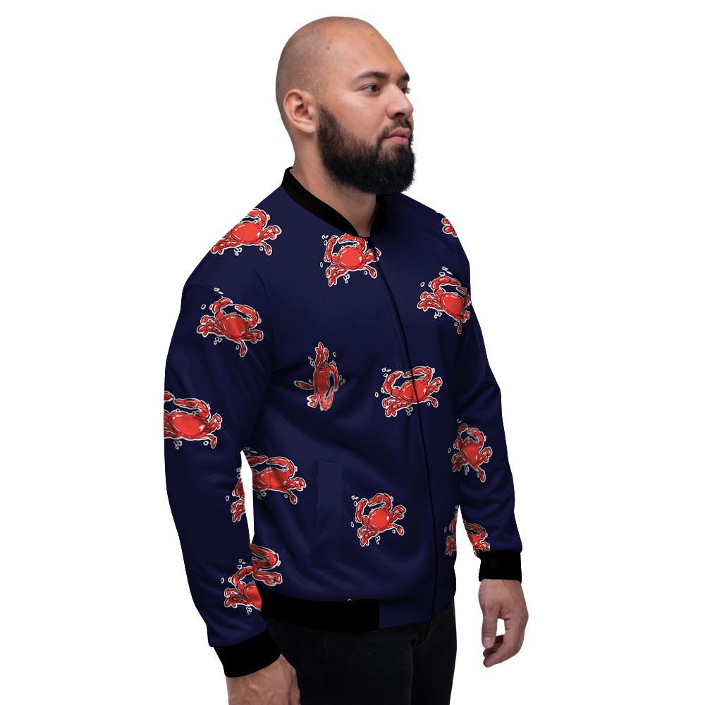 Crab Red Print Pattern Men's Bomber Jacket-grizzshop