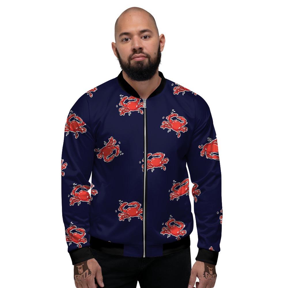 Crab Red Print Pattern Men's Bomber Jacket-grizzshop