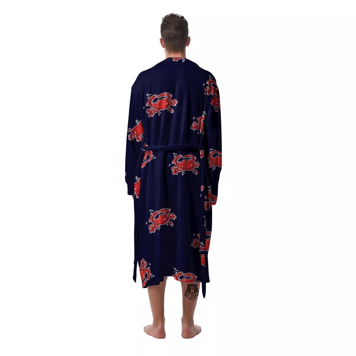 Crab Red Print Pattern Men's Robe-grizzshop