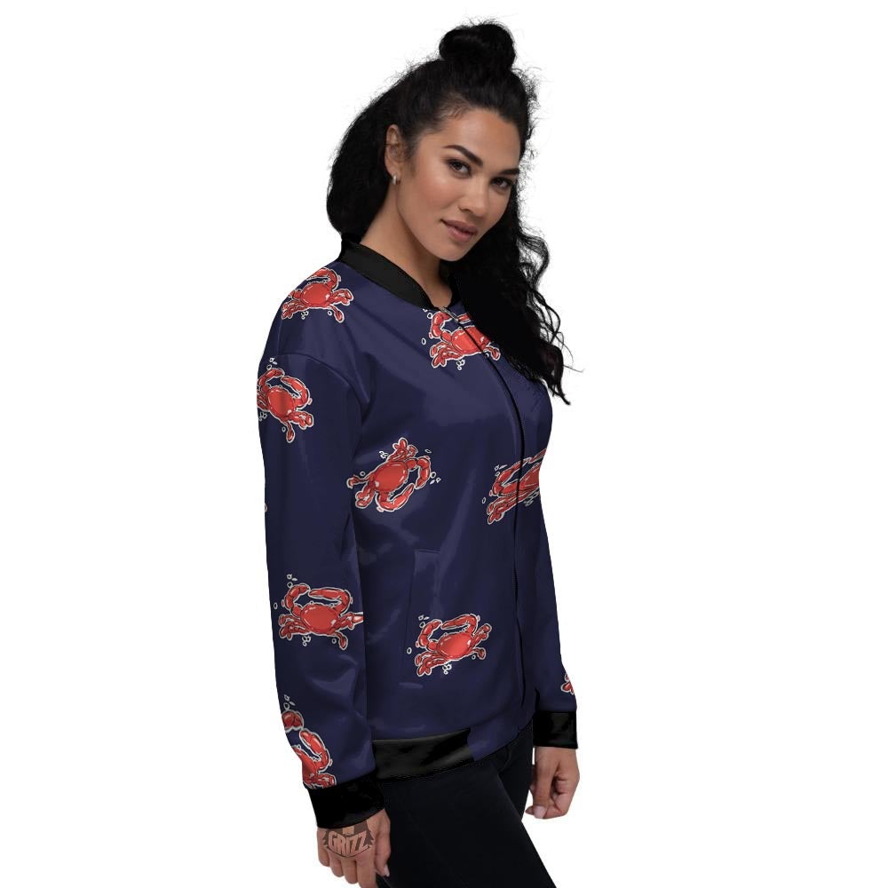 Crab Red Print Pattern Women's Bomber Jacket-grizzshop