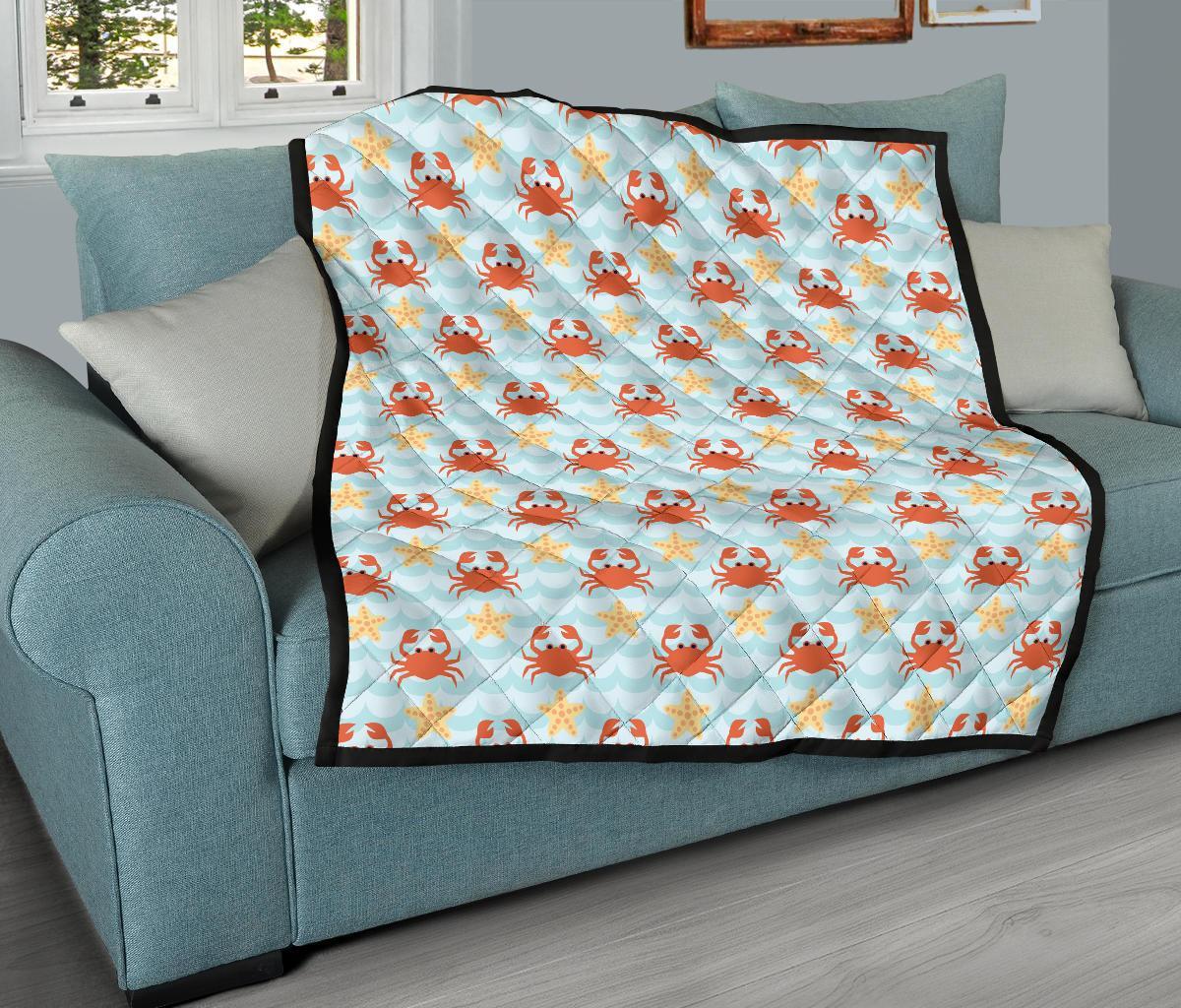 Crab Starfish Pattern Print Quilt-grizzshop