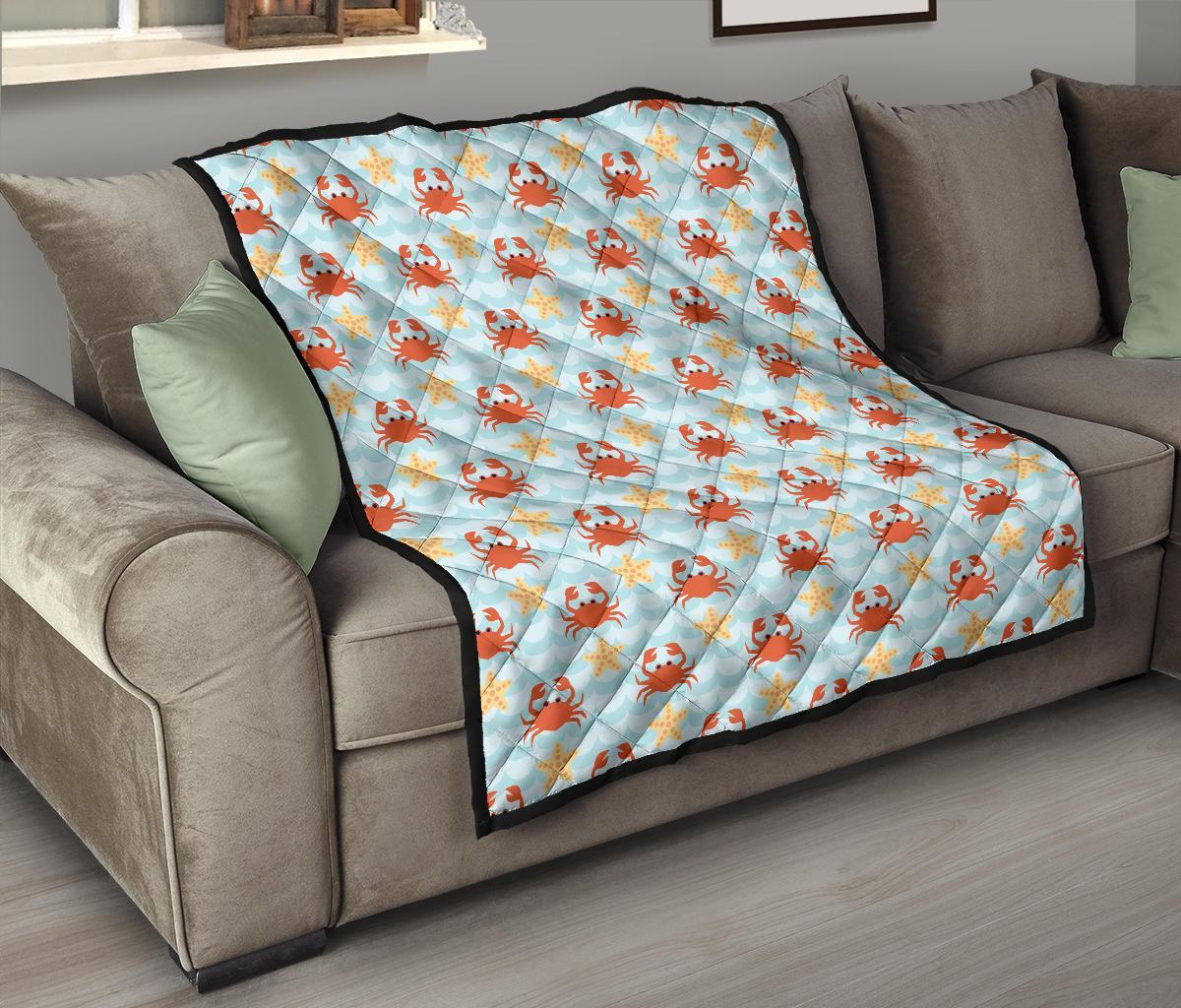 Crab Starfish Pattern Print Quilt-grizzshop