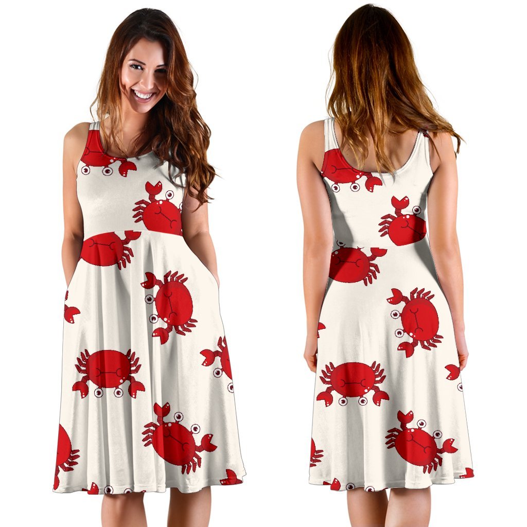 Crab Cartoon Pattern Print Dress-grizzshop