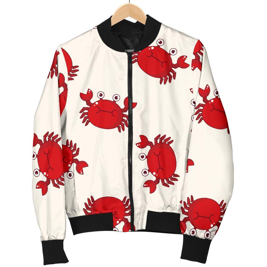 Crab Cartoon Pattern Print Women Casual Bomber Jacket-grizzshop