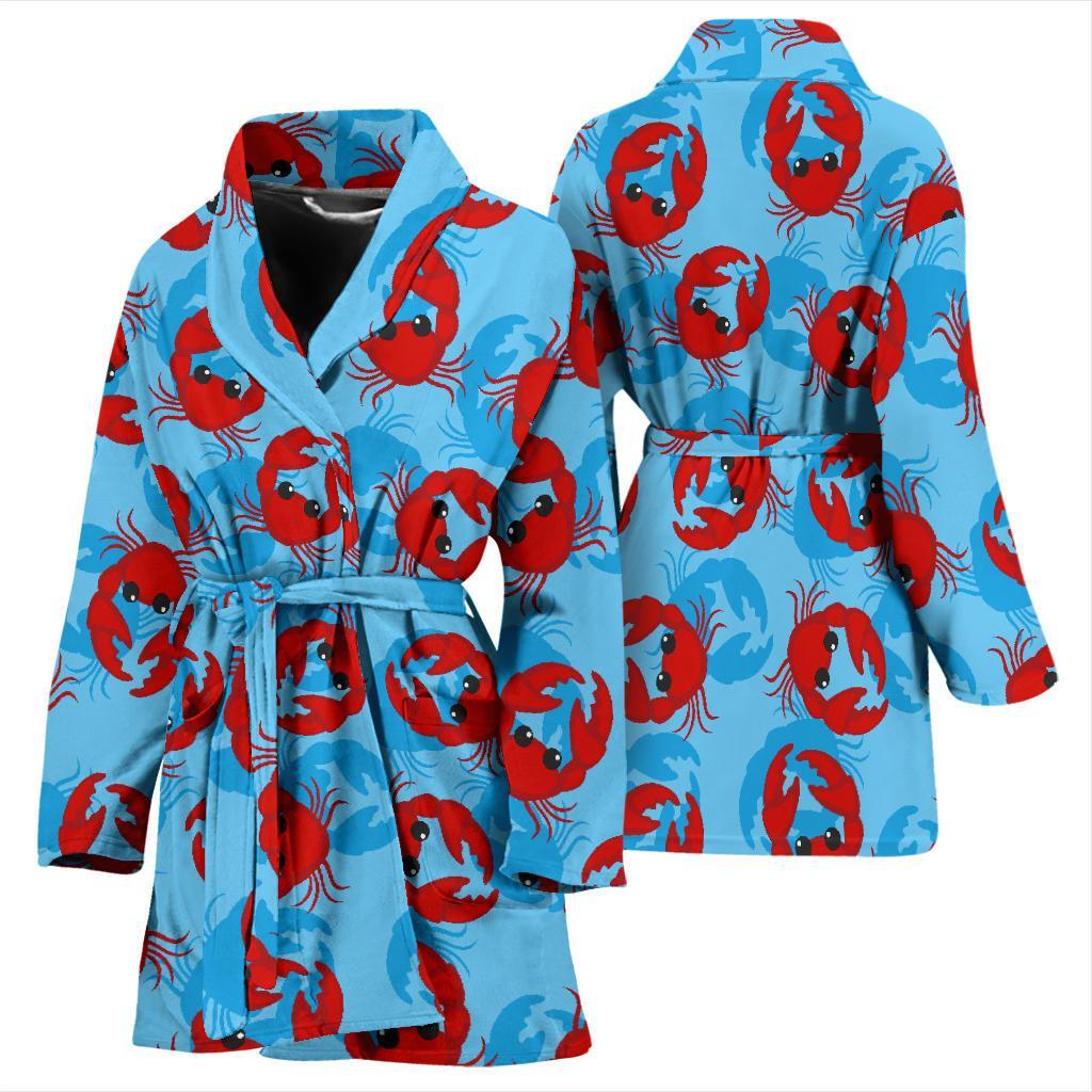 Crab Pattern Print Women Long Robe-grizzshop
