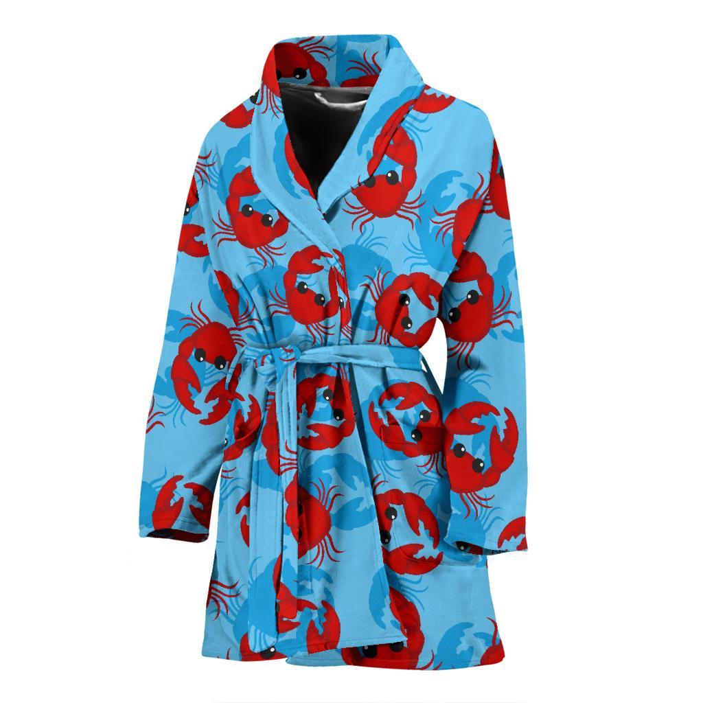 Crab Pattern Print Women Long Robe-grizzshop