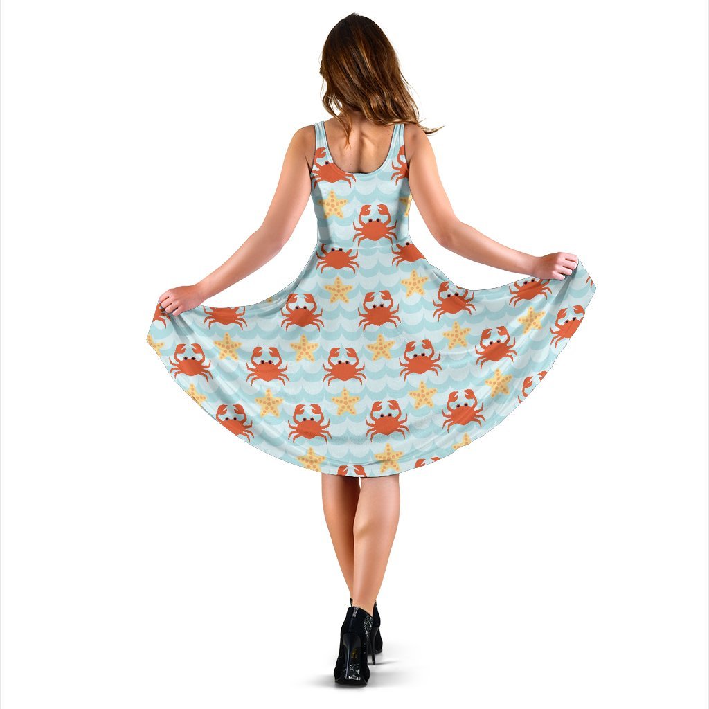 Crab Starfish Pattern Print Dress-grizzshop