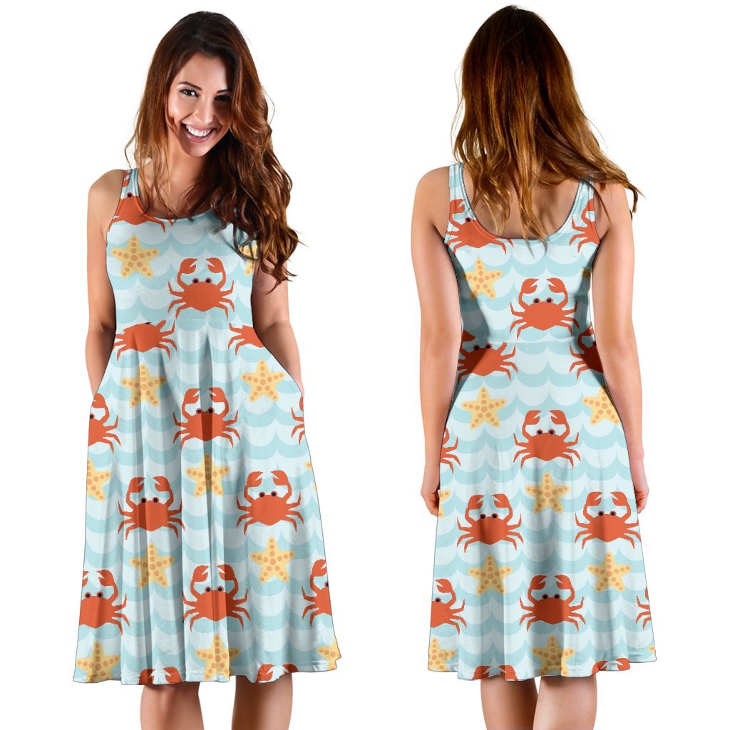 Crab Starfish Pattern Print Dress-grizzshop