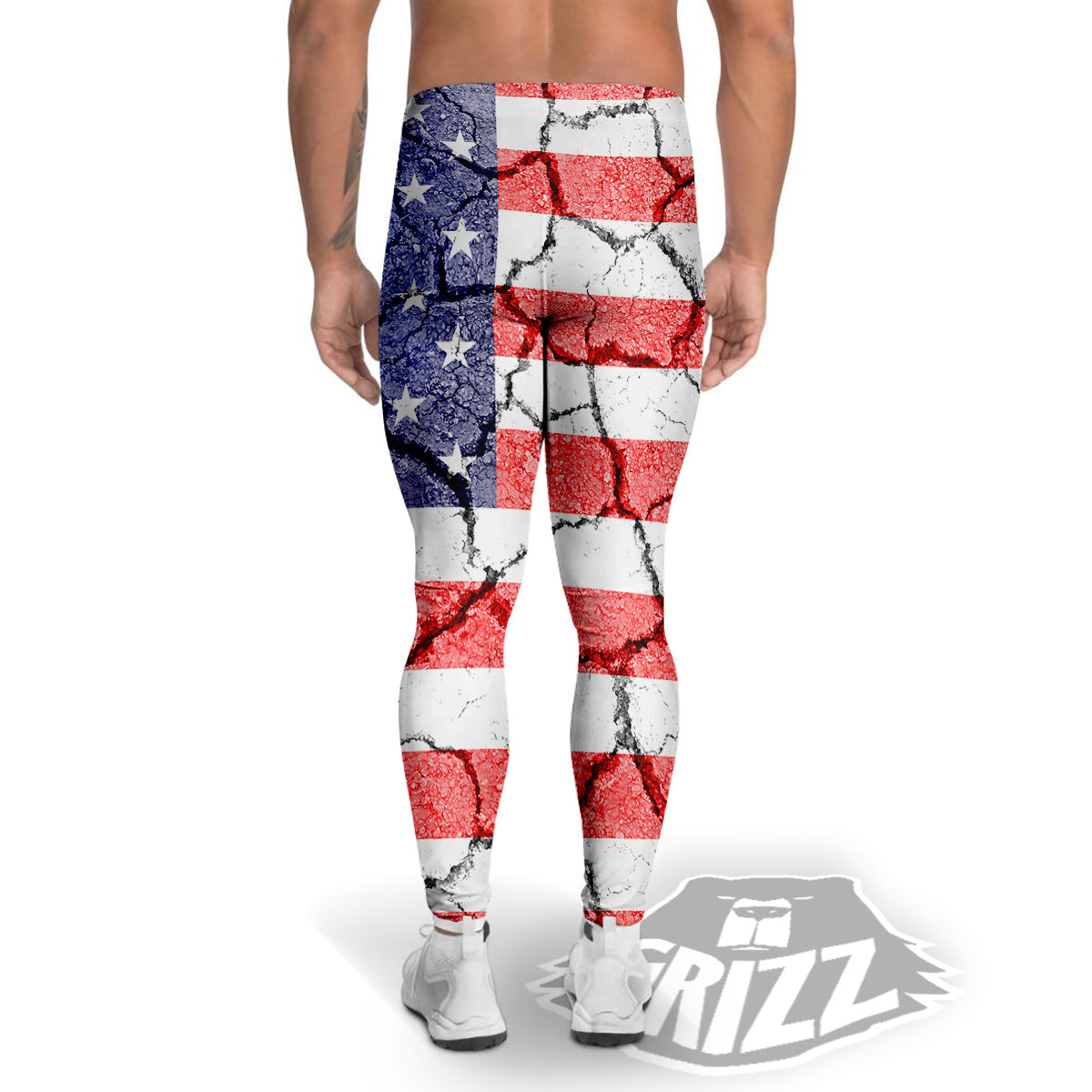 Cracked Flag American Print Men's Leggings-grizzshop