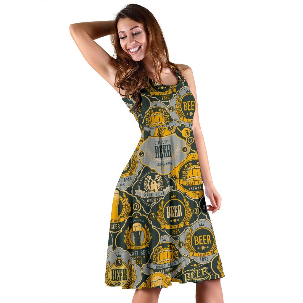 Craft Beer Pattern Print Dress-grizzshop
