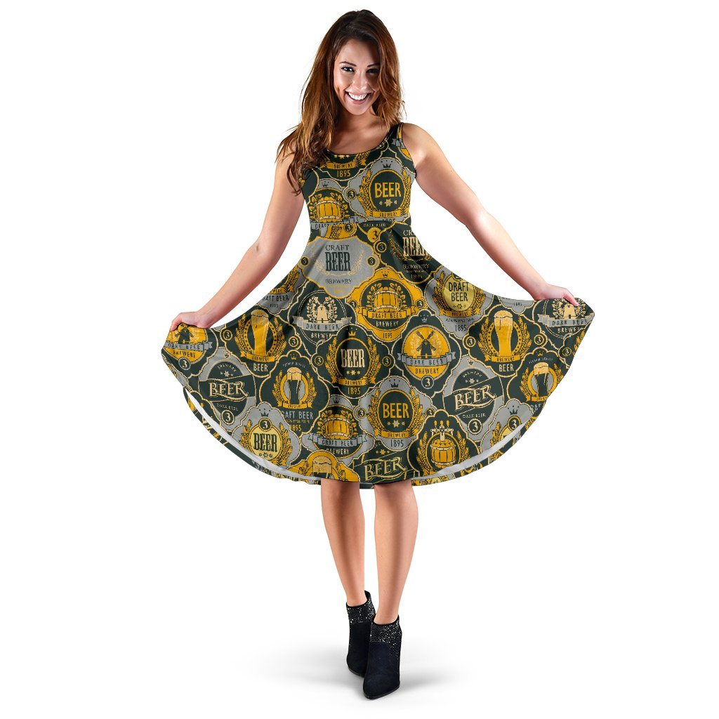 Craft Beer Pattern Print Dress-grizzshop