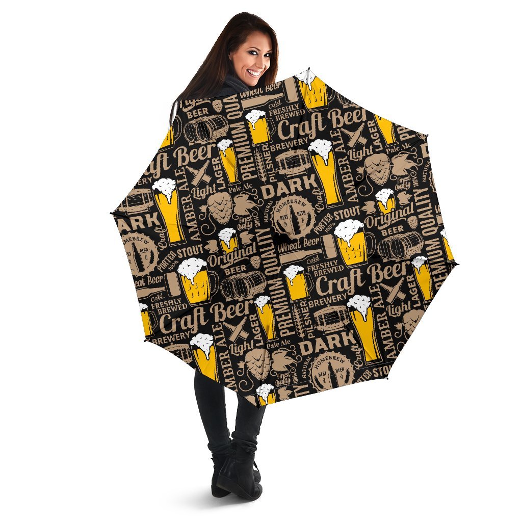 Craft Beer Print Pattern Automatic Foldable Umbrella-grizzshop