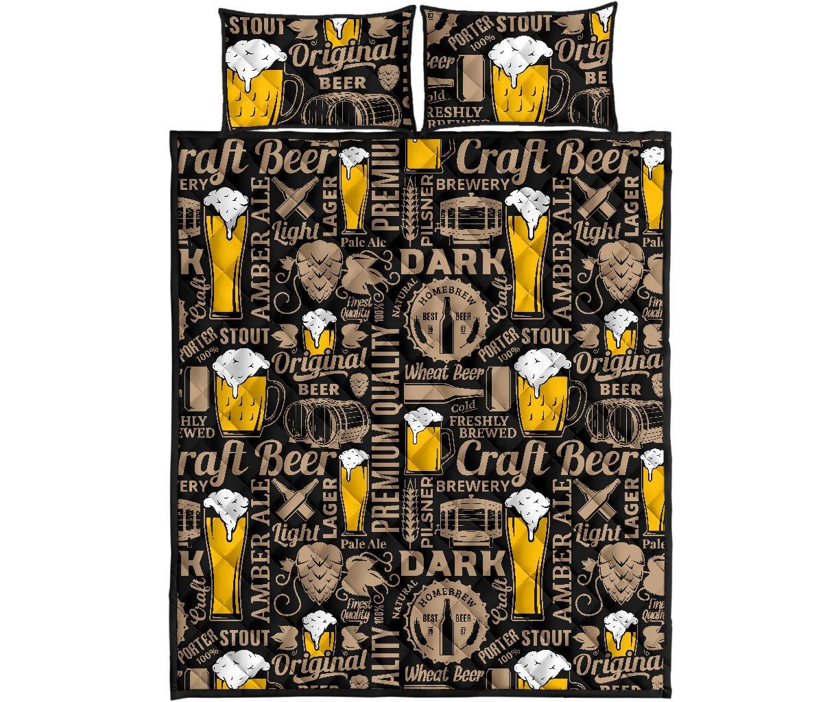 Craft Beer Print Pattern Bed Set Quilt-grizzshop