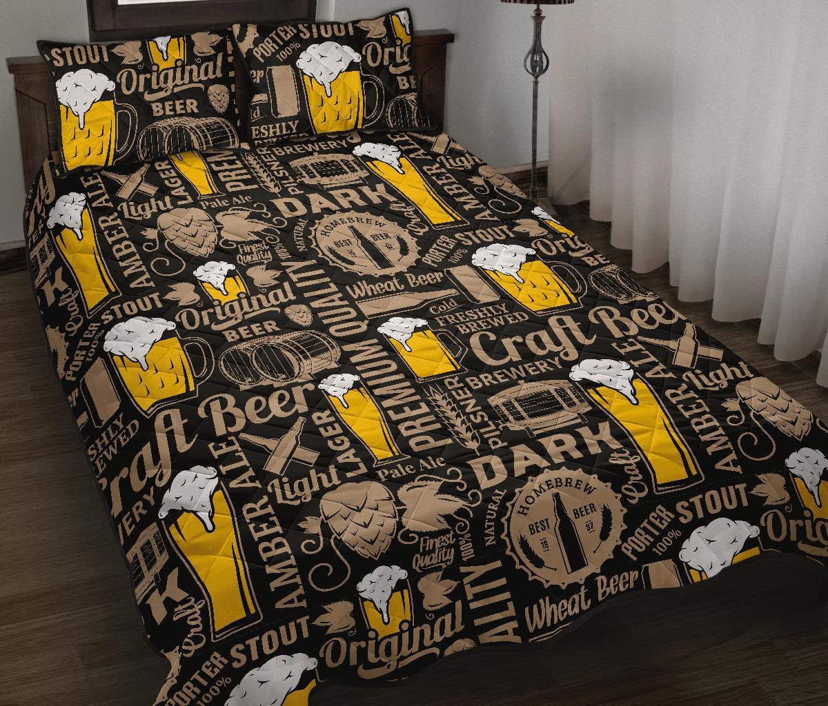 Craft Beer Print Pattern Bed Set Quilt-grizzshop