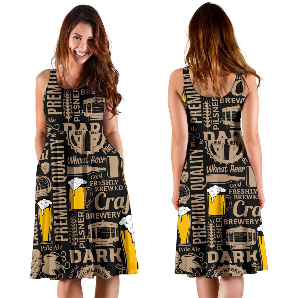 Craft Beer Print Pattern Dress-grizzshop
