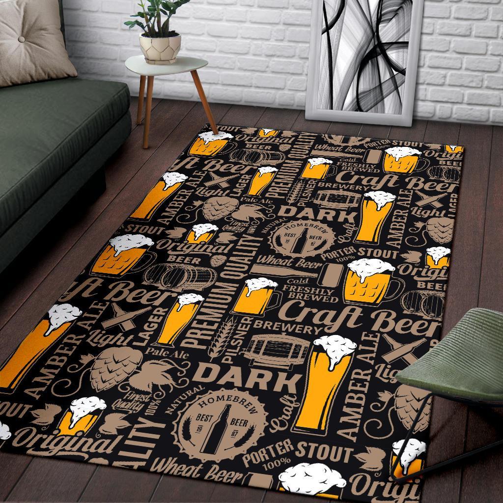 Craft Beer Print Pattern Floor Mat-grizzshop