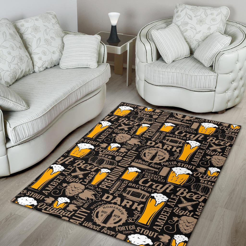 Craft Beer Print Pattern Floor Mat-grizzshop