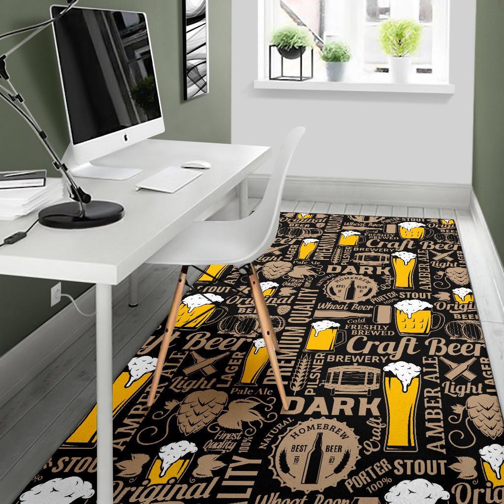 Craft Beer Print Pattern Floor Mat-grizzshop