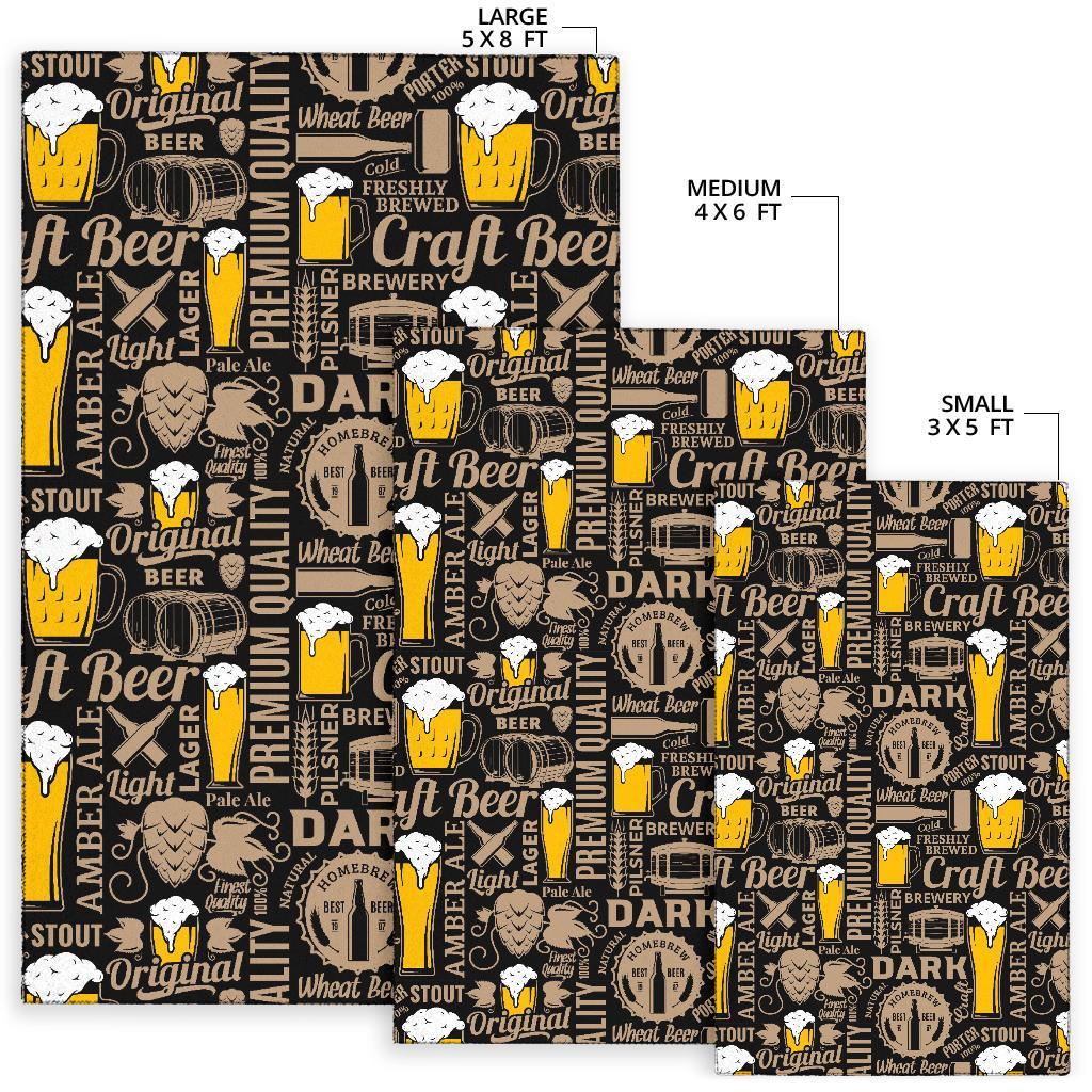 Craft Beer Print Pattern Floor Mat-grizzshop