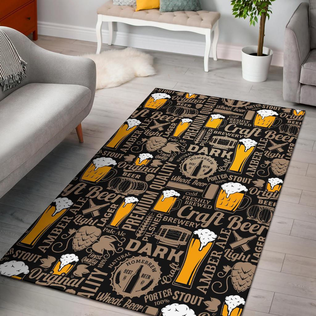 Craft Beer Print Pattern Floor Mat-grizzshop