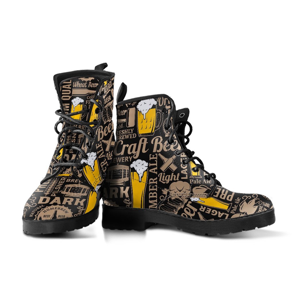 Craft Beer Print Pattern Men Women Leather Boots-grizzshop