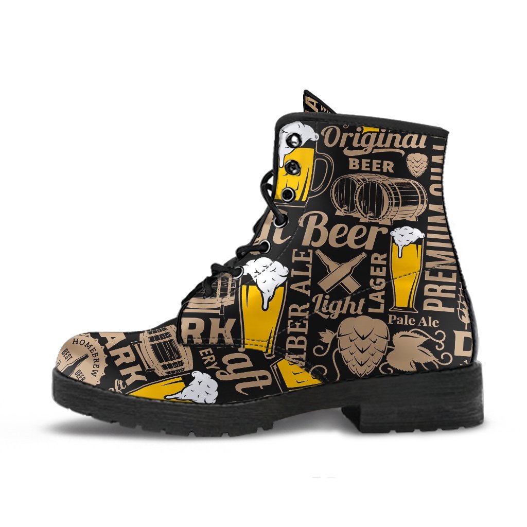 Craft Beer Print Pattern Men Women Leather Boots-grizzshop