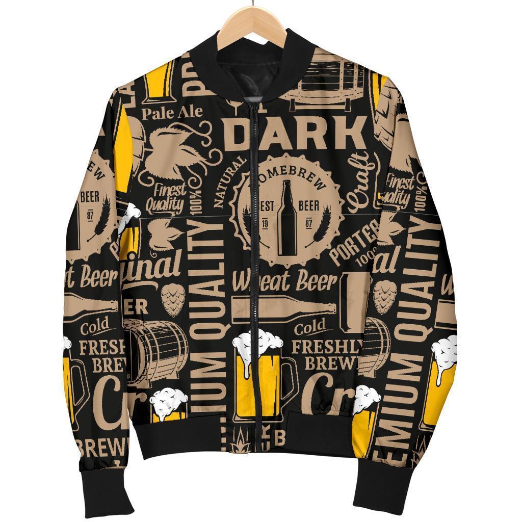 Craft Beer Print Pattern Women Casual Bomber Jacket-grizzshop