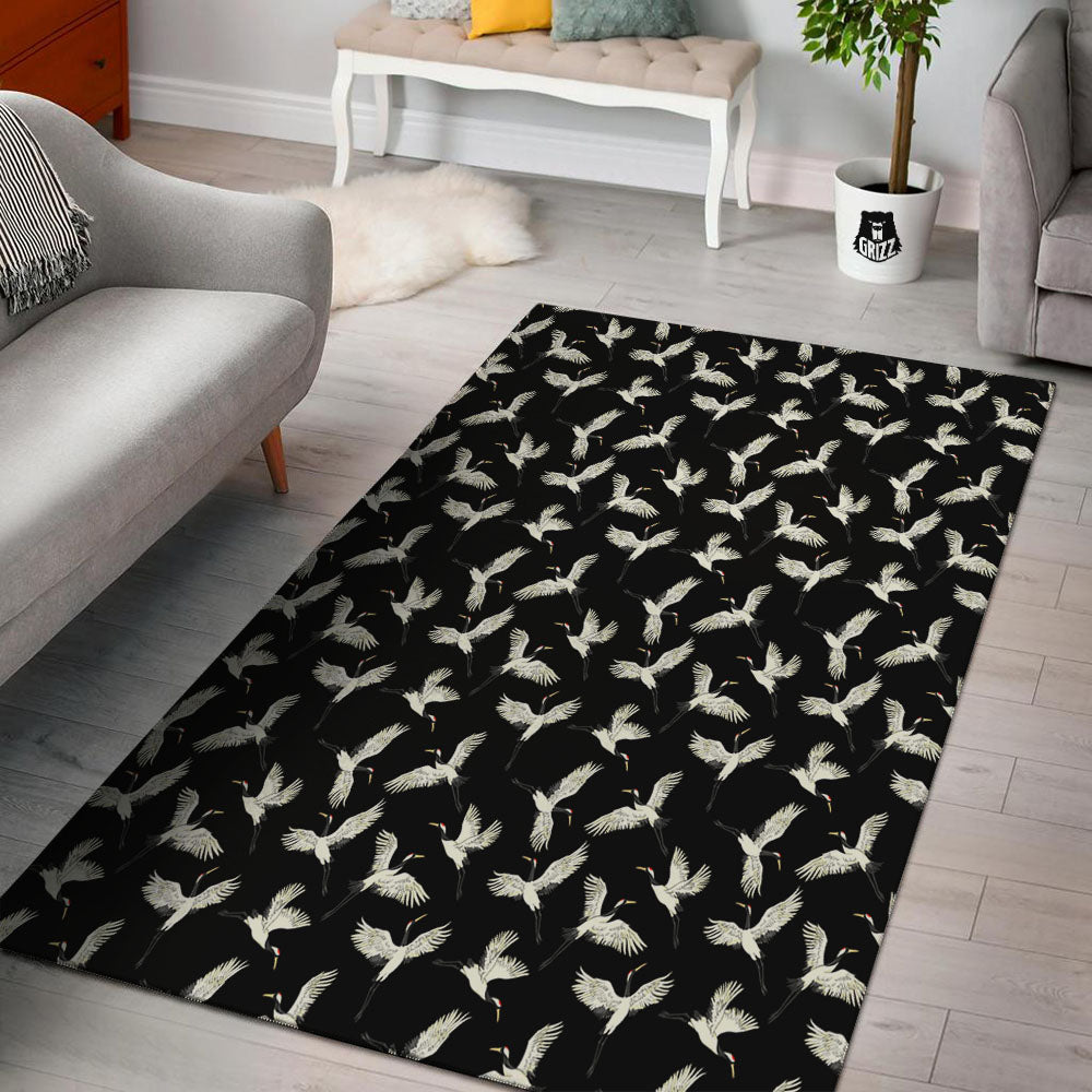 Crane Bird Flying Print Pattern Floor Mat-grizzshop