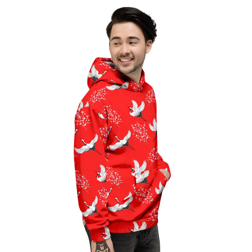 Crane Bird Japanese Print Pattern Men's Hoodie-grizzshop